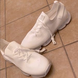 Tennis shoes slide on soft sock feel.